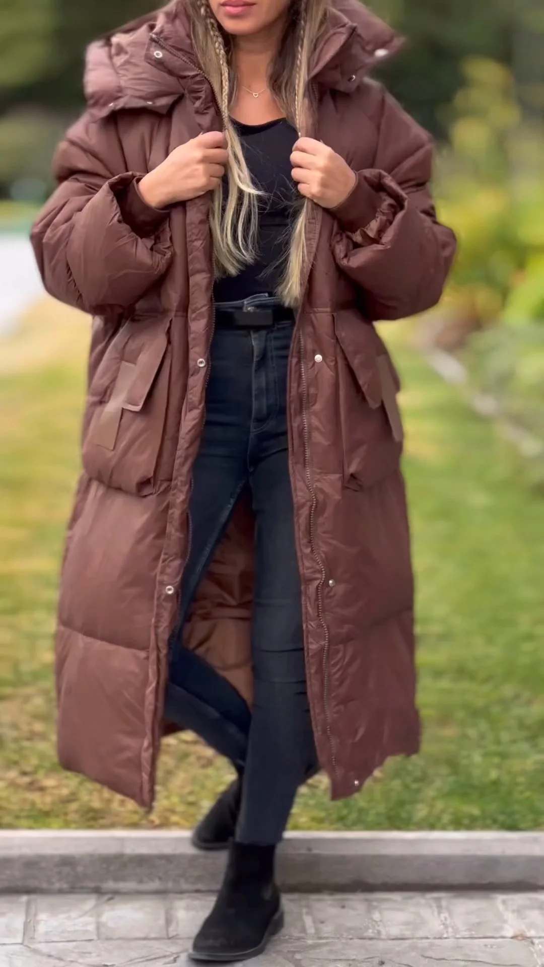 Women's Hooded Long Warm Casual Cotton Coat